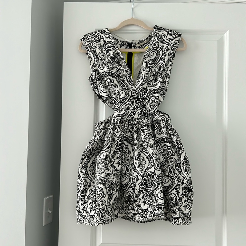 Mustard Seed Black and White Paisley Mini Dress